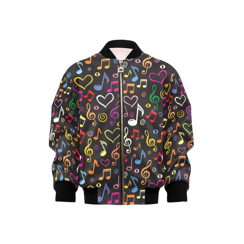 Music Notes Pattern Print Design 02 Kids' Boys' Girls' Bomber Jacket