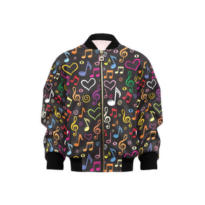 Music Notes Pattern Print Design 02 Kids' Boys' Girls' Bomber Jacket