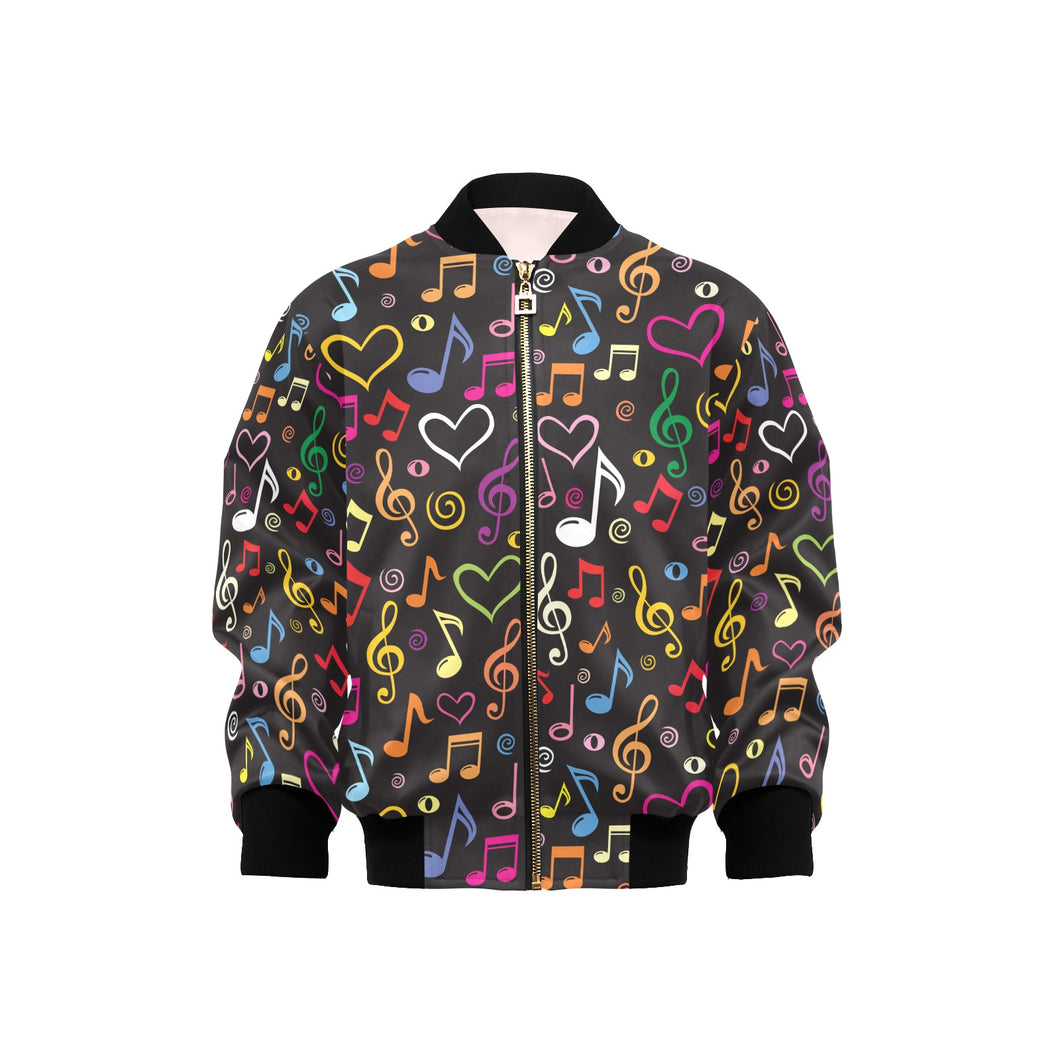 Music Notes Pattern Print Design 02 Kids' Boys' Girls' Bomber Jacket