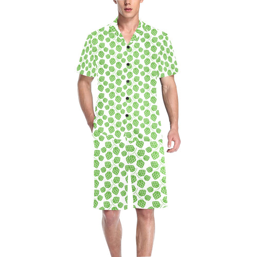 Hop pattern background Men's V-Neck Short Pajama Set