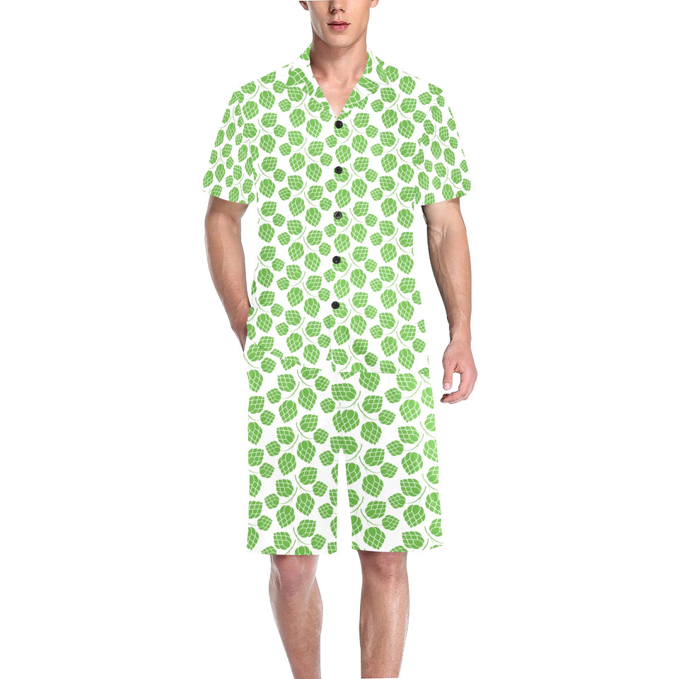 Hop pattern background Men's V-Neck Short Pajama Set