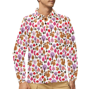 Squirrel Pattern Print Design 02 Men's Long Sleeve Polo Shirt