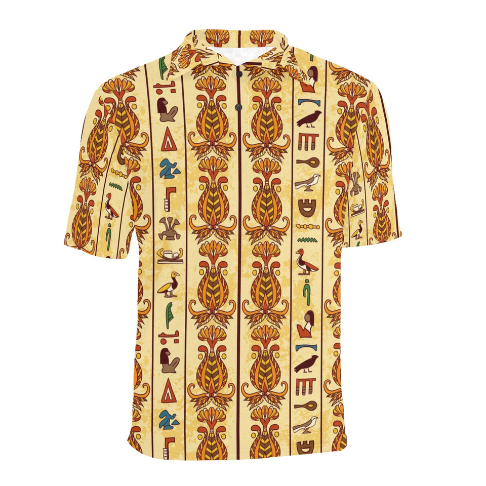 Egypt Hieroglyphics Pattern Print Design 04 Men's All Over Print Polo Shirt