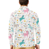 Colorful unicorn pattern Men's Long Sleeve Polo Shirt