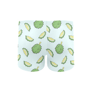 Durian pattern blue background Men's Swimming Trunks