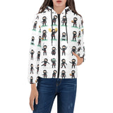 Cute ninja katana sword pattern Women's Padded Hooded Jacket