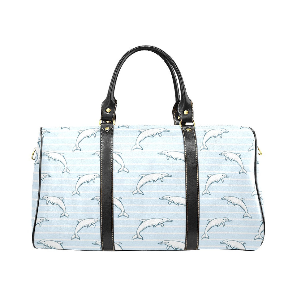 Dolphin blue striped background Travel Bag