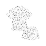 Garlic pattern black white Kids' Boys' Girls' V-Neck Short Pajama Set