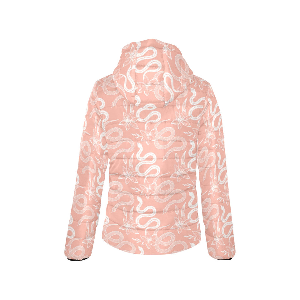 Snake lilies flower pattern Women's Padded Hooded Jacket