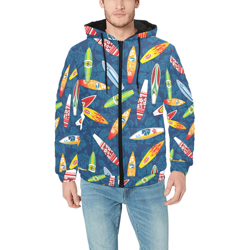 Surfboard Pattern Print Design 01 Men's Padded Hooded Jacket