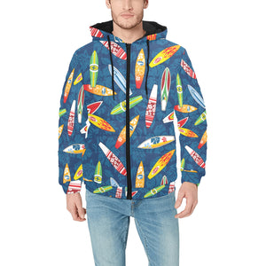 Surfboard Pattern Print Design 01 Men's Padded Hooded Jacket