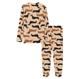 Dachshund floral background Women's All Over Print Pajama Set