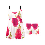 dragon fruits design pattern Chest Sexy Pleated Two Piece Swim Dress