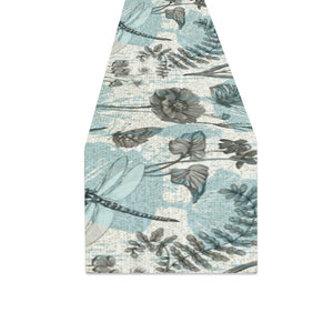 Dragonfly Butterfly Plants insect flower vintage s Table Runner