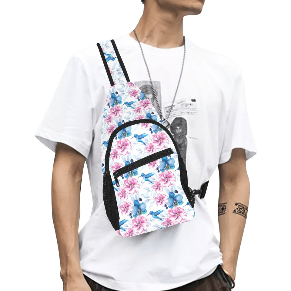 Hummingbird Pattern Print Design 02 All Over Print Chest Bag
