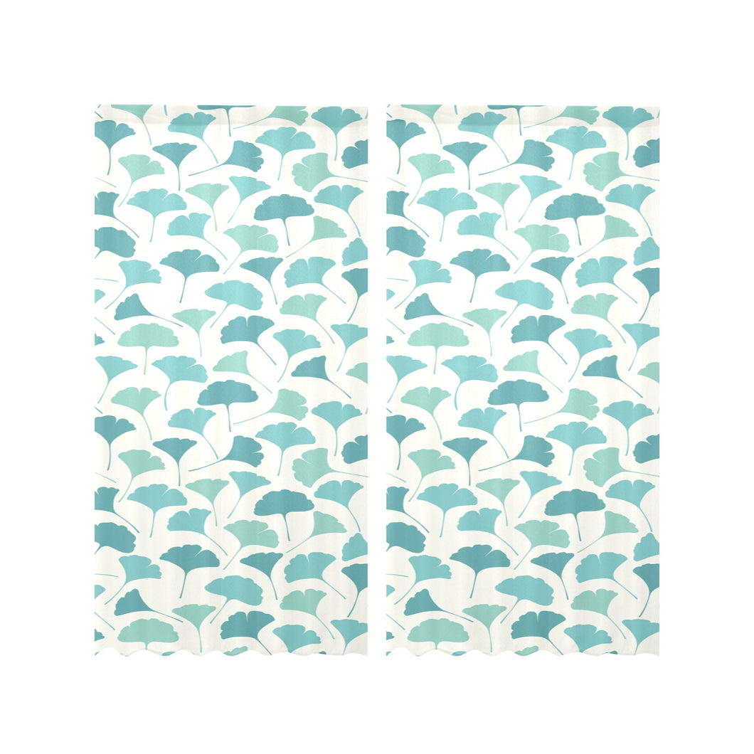 Green ginkgo leaves pattern Gauze Curtain