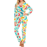 Colorful moon pattern Women's Long Pajama Set