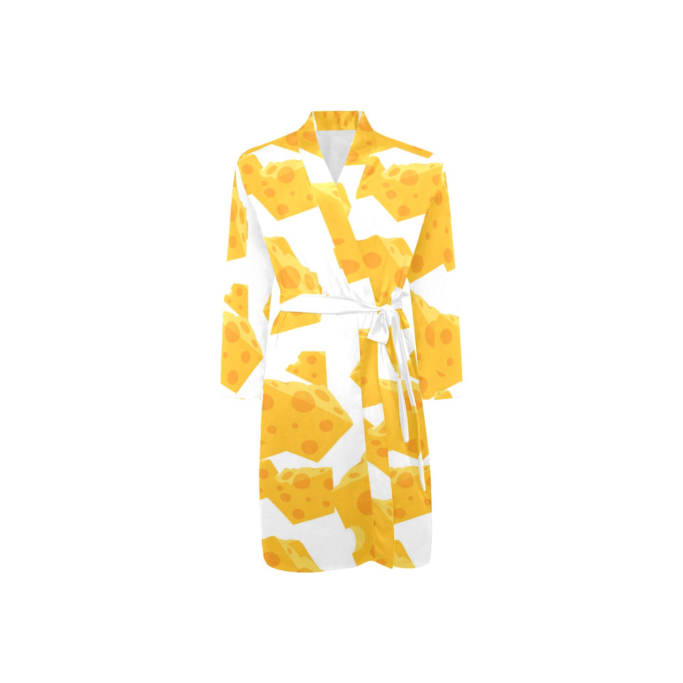 Cheese slice pattern Men's Long Sleeve Belted Night Robe