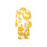 Cheese slice pattern Men's Long Sleeve Belted Night Robe