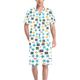 Math Pattern Print Design 05 Men's V-Neck Short Pajama Set