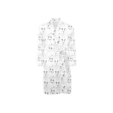 Bull Terrier Pattern Print Design 02 Men's Long Sleeve Belted Night Robe