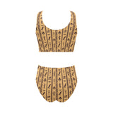 Egypt Hieroglyphics Pattern Print Design 02 Chest Bowknot High Waisted Bikini Swimsuit