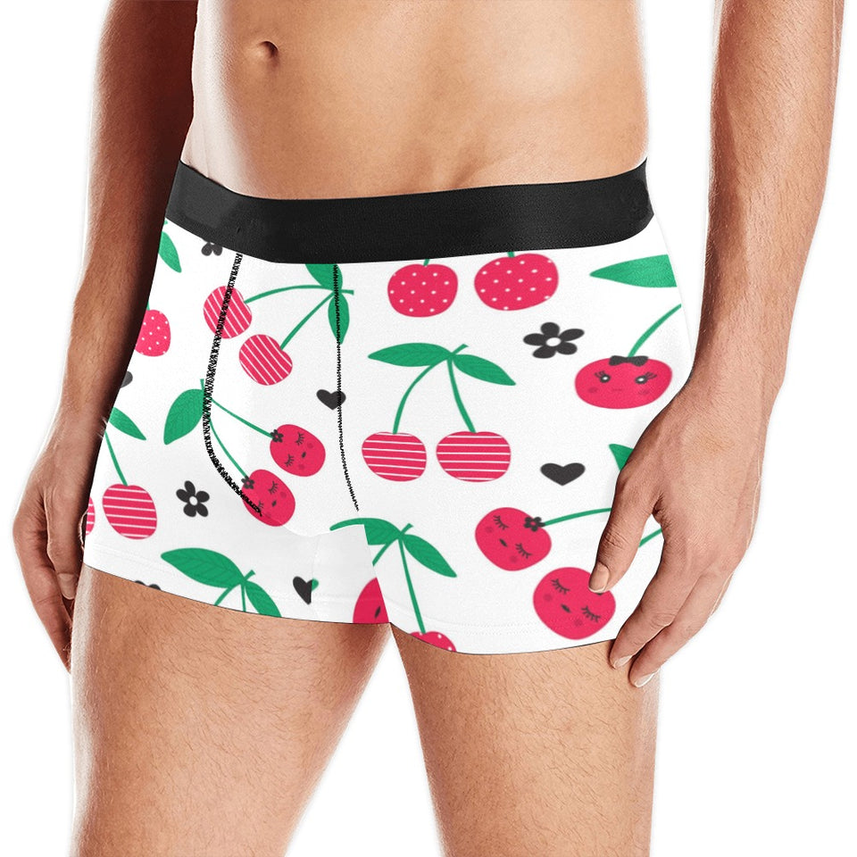 cherry pattern white background Men's All Over Print Boxer Briefs Men's Underwear