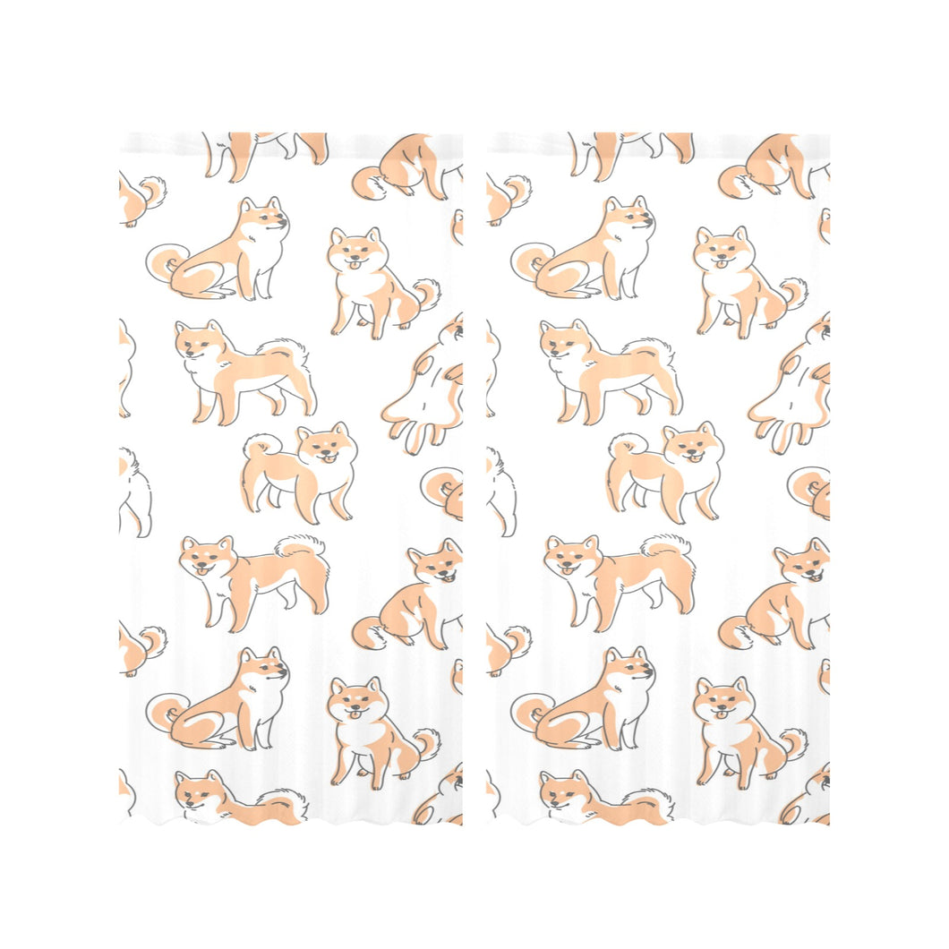 shiba inu dog pattern Gauze Curtain