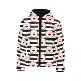 Donuts pink icing striped pattern Kids' Boys' Girls' Padded Hooded Jacket