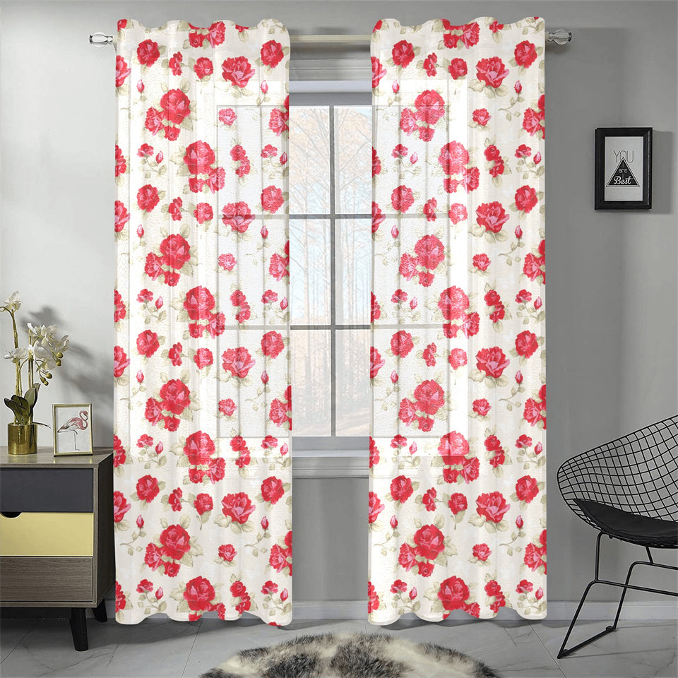 Rose Pattern Print Design 01 Gauze Curtain