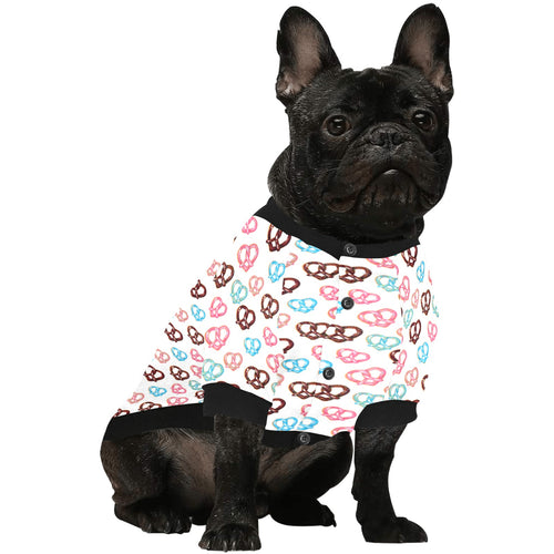 Pretzels Pattern Print Design 04 All Over Print Pet Dog Round Neck Fuzzy Shirt