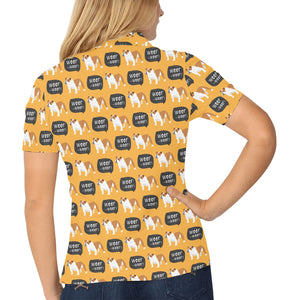 English Bulldog Pattern Print Design 04 Women's All Over Print Polo Shirt