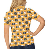 English Bulldog Pattern Print Design 04 Women's All Over Print Polo Shirt