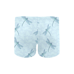 Dragonfly pattern blue background Men's Swimming Trunks