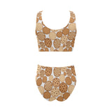 Various cookie pattern Chest Bowknot High Waisted Bikini Swimsuit