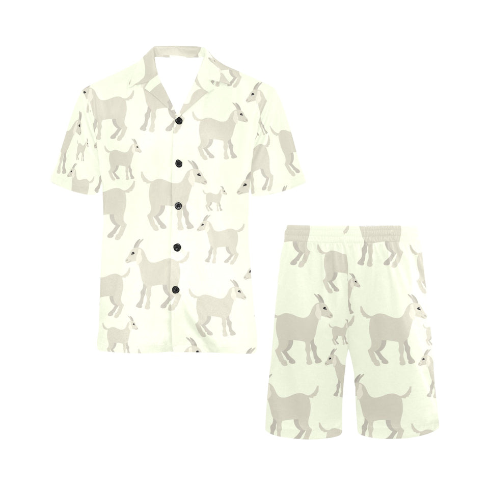 Little young goat pattern Men's V-Neck Short Pajama Set
