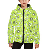 Slices of Lime design pattern Kids' Boys' Girls' Padded Hooded Jacket