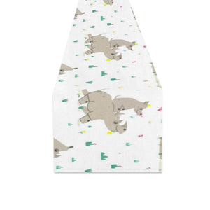 Cute Rhino pattern background Table Runner