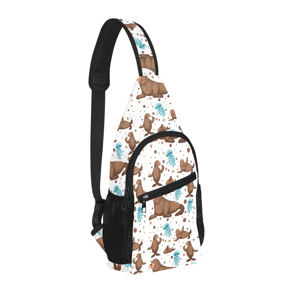 sea lion Seals jellyfish pattern All Over Print Chest Bag