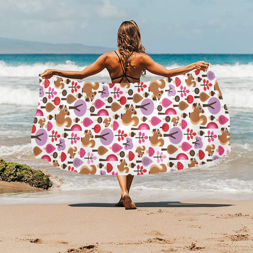 Squirrel Pattern Print Design 02 Beach Towel