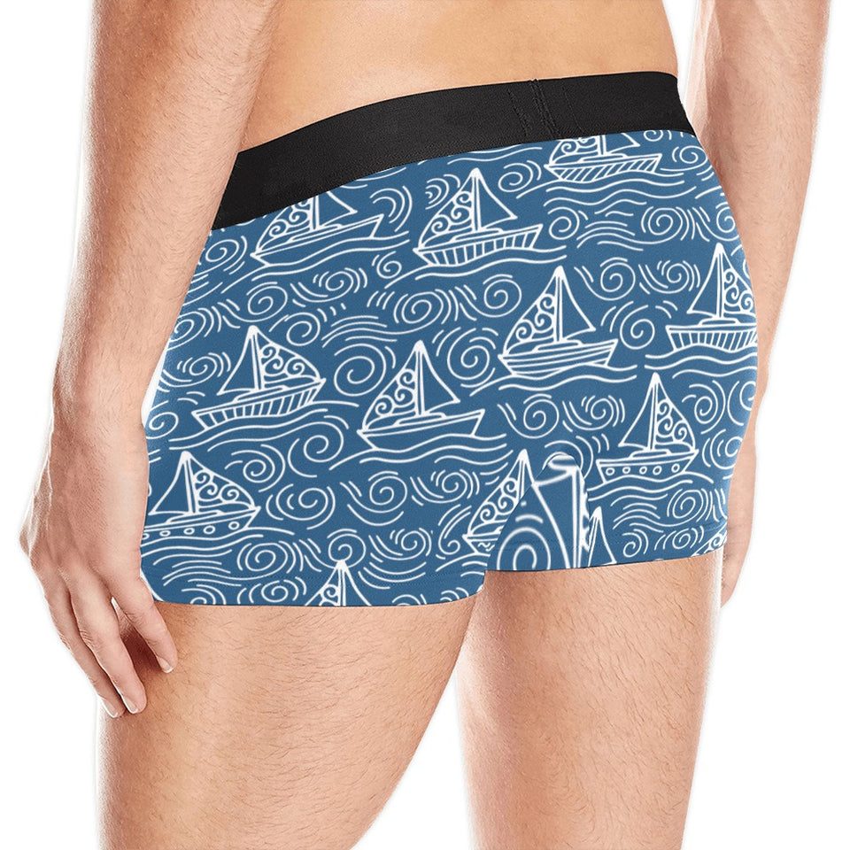 Hand drawn sailboat pattern Men's All Over Print Boxer Briefs Men's Underwear