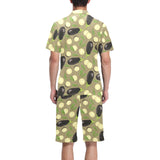 Eggplant Pattern Print Design 02 Men's V-Neck Short Pajama Set