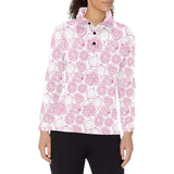 Sketch guava pattern Women's Long Sleeve Polo Shirt