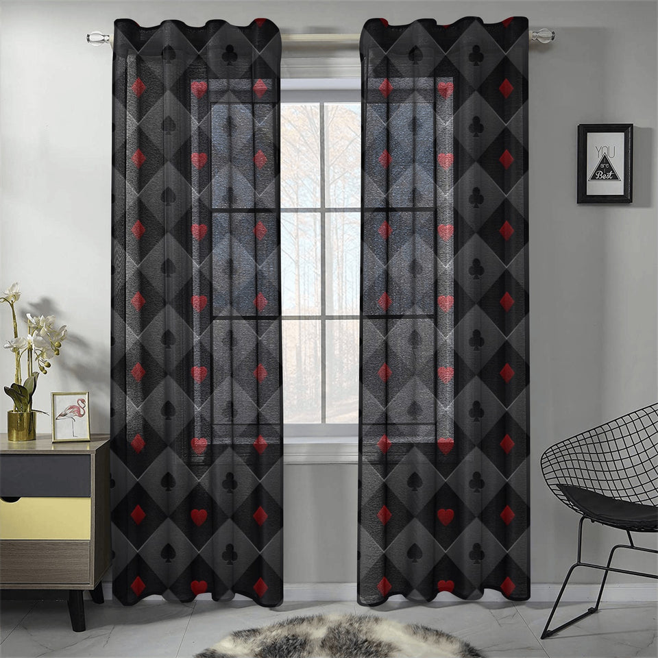 Casino Cards Suits Pattern Print Design 05 Gauze Curtain