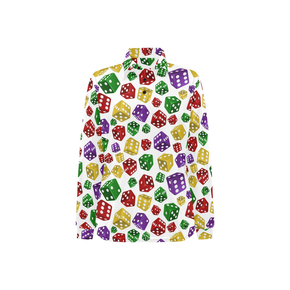 Dice Pattern Print Design 03 Women's Long Sleeve Polo Shirt