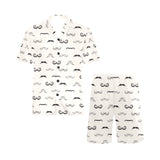 Mustache Beard Pattern Print Design 05 Men's V-Neck Short Pajama Set