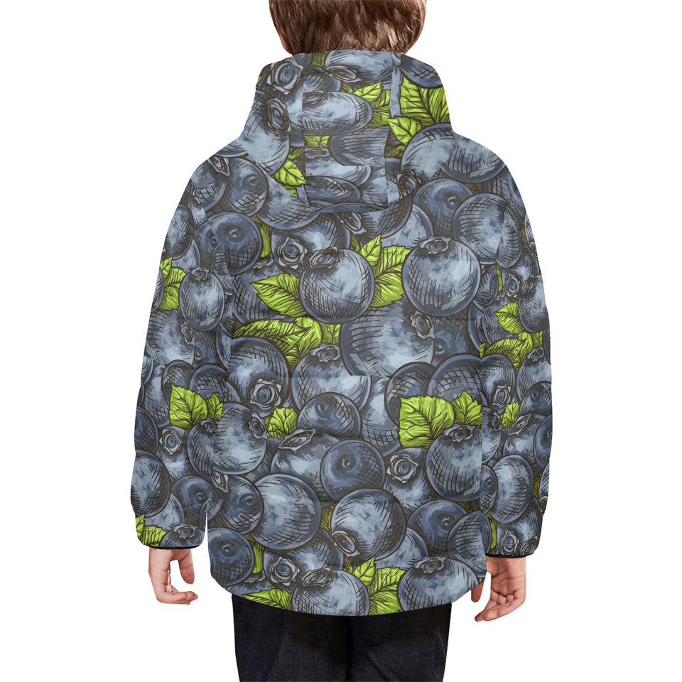 blueberry pattern Kids' Boys' Girls' Padded Hooded Jacket