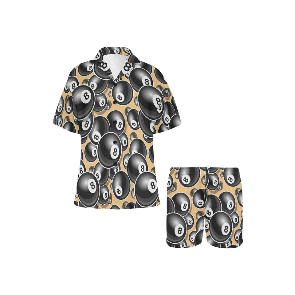 Billiard Ball Pattern Print Design 04 Women's V-Neck Short Pajama Set