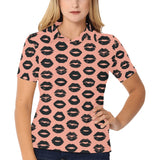 Lips Pattern Print Design 02 Women's All Over Print Polo Shirt