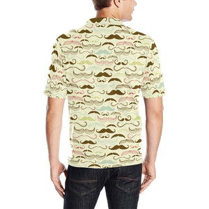 Mustache Beard Pattern Print Design 01 Men's All Over Print Polo Shirt